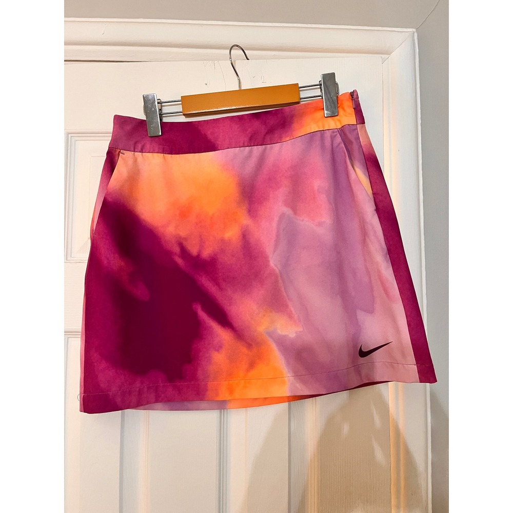 Nike Golf Tour Performance Dri-FIT Watercolor Tie Dye Skirt Pink Orange Size 6